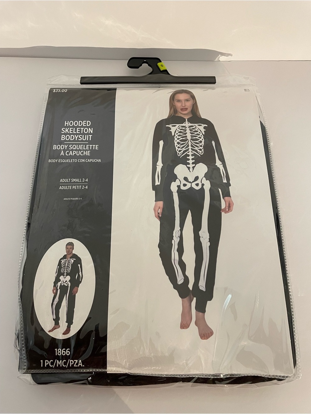Hooded Skeleton Bodysuit - Black and White Women’s Jumpsuit adult small 2-4